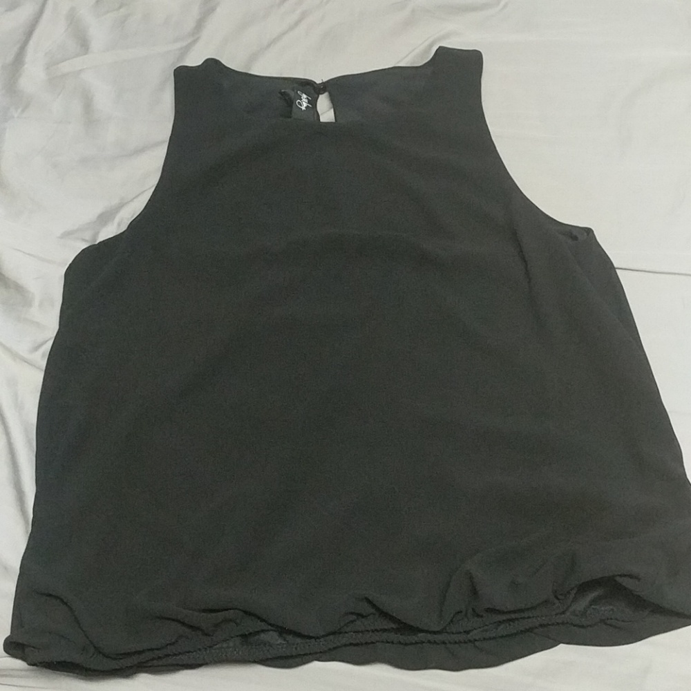 Black chiffon sleeveless top